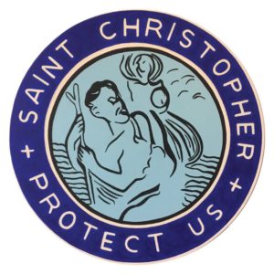 St. Christopher Protect Us- Large 20″ Round Wall Painting