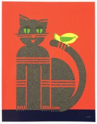 1970’s Red Cat Print | 14″ x 12″ | Unframed