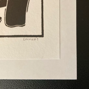 “Leathers” | Linocut Print | Noah Emhurt | 7″x 6.5″ | Editioned
