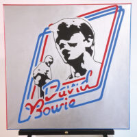 David Bowie | Hand-Painted Metallic Silver 20″ Wall Hanging
