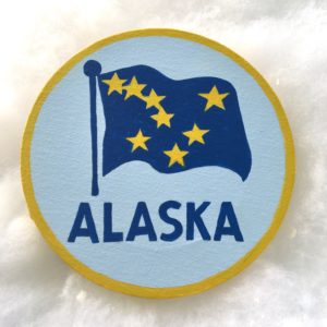 “Alaska” Round Hand-Painted Flag Emblem