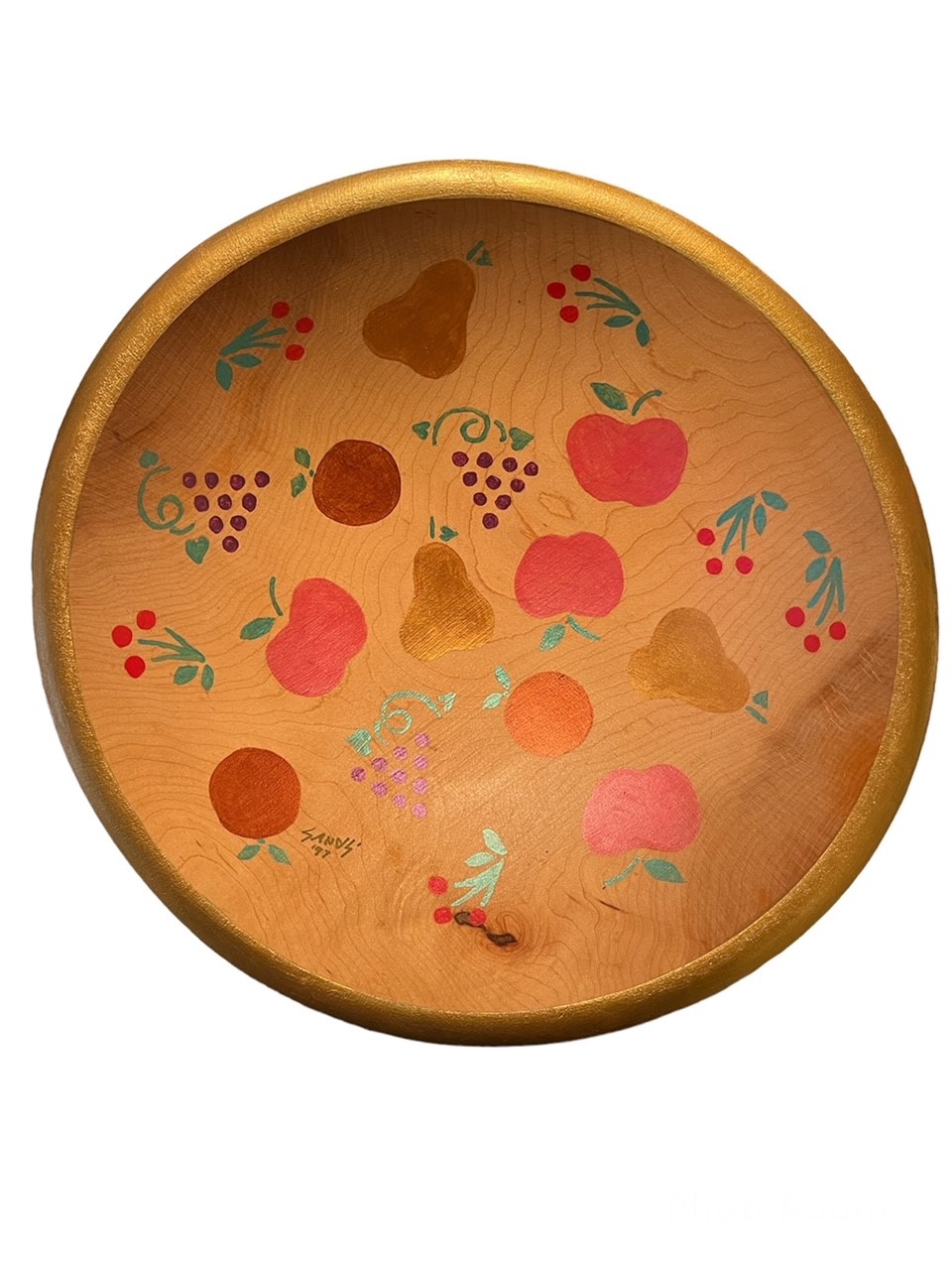 “Vintage Wooden Fruit Bowl” | Sands 1997 | 15″