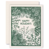 Happy Holidays Greeting Card | Hand-carved Woodblock Print