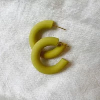 Mini Chunky Hoop (Lime) | Handmade Clay Earrings