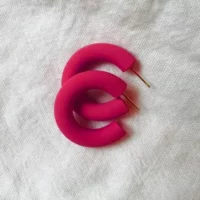 Mini Chunky Hoop (Pink) | Handmade Clay Earrings