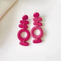 Geometric Dangle (Pink) | Handmade Clay Earrings